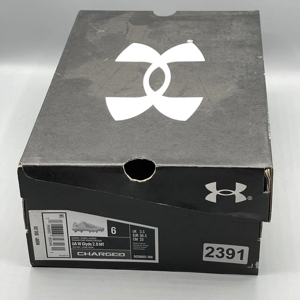 Under Armour Softball Cleats Women's 6 Metal Glyde 2.0 MT‎ White 3026601-100 USA
